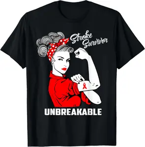 100% cotton Unisex Stroke Survivor Unbreakable T-Shirt Stroke Awareness Gift T-Shirt