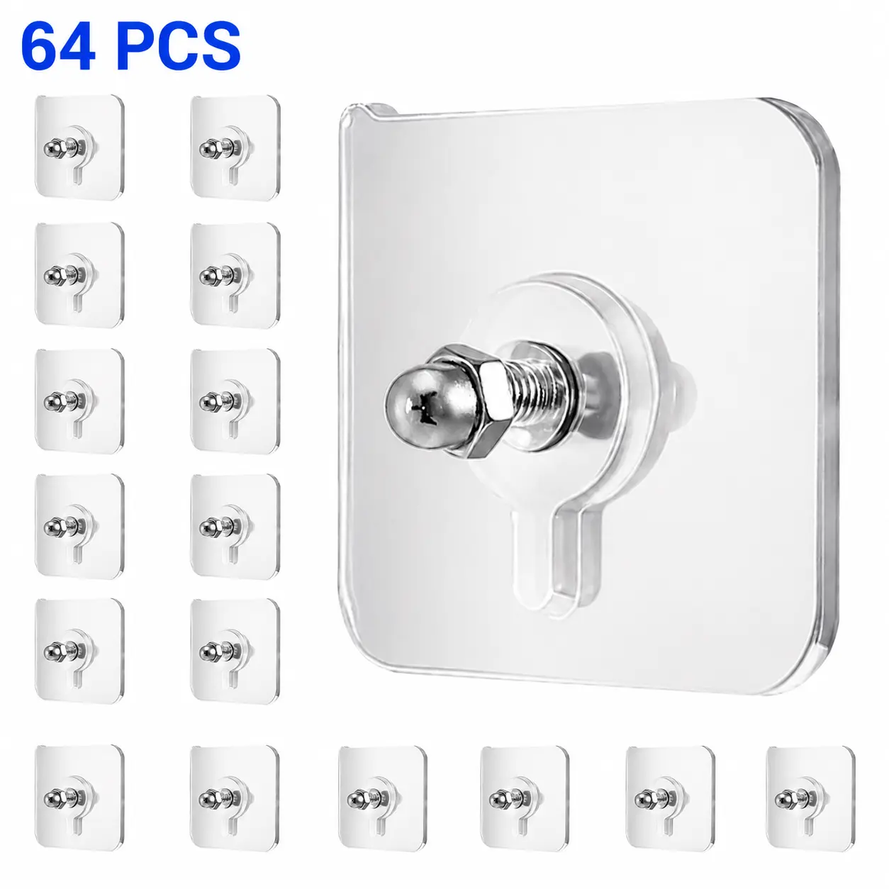 64PCS Acrylic Photo Hooks – Buy 32 Get 32 Free, Stainless Steel & Ceramic Self-Adhesive, Smooth Lightweight Wall-Mount for Room Decor & Organizer, Easy Installation,Perfect for Photos, Keys, Jewelry & Lightweight Items, Versatile Home Accessory