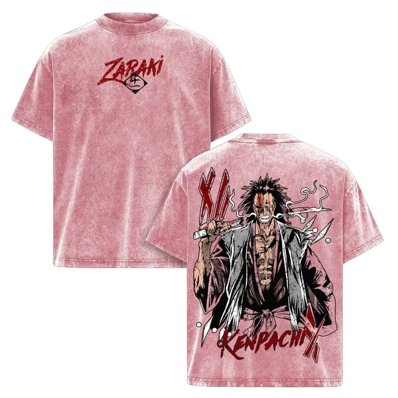 Kenpachi Zaraki Oversized Tee – Bleach Anime Graphic T-Shirt, Vintage Washed Acid Wash Cotton Shirt, Dark Anime Streetwear, Soft Casual Unisex Apparel, Manga Fan Gift, Kenpachi Soul Reaper Aesthetic Top YAC