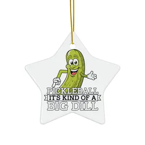 Ceramic Ornament, Pickle Ball Big Dill Cute Green Pickle Graphic, Christmas Tree Decoration, Holiday Gift, Stocking Stuffer, Ornament
