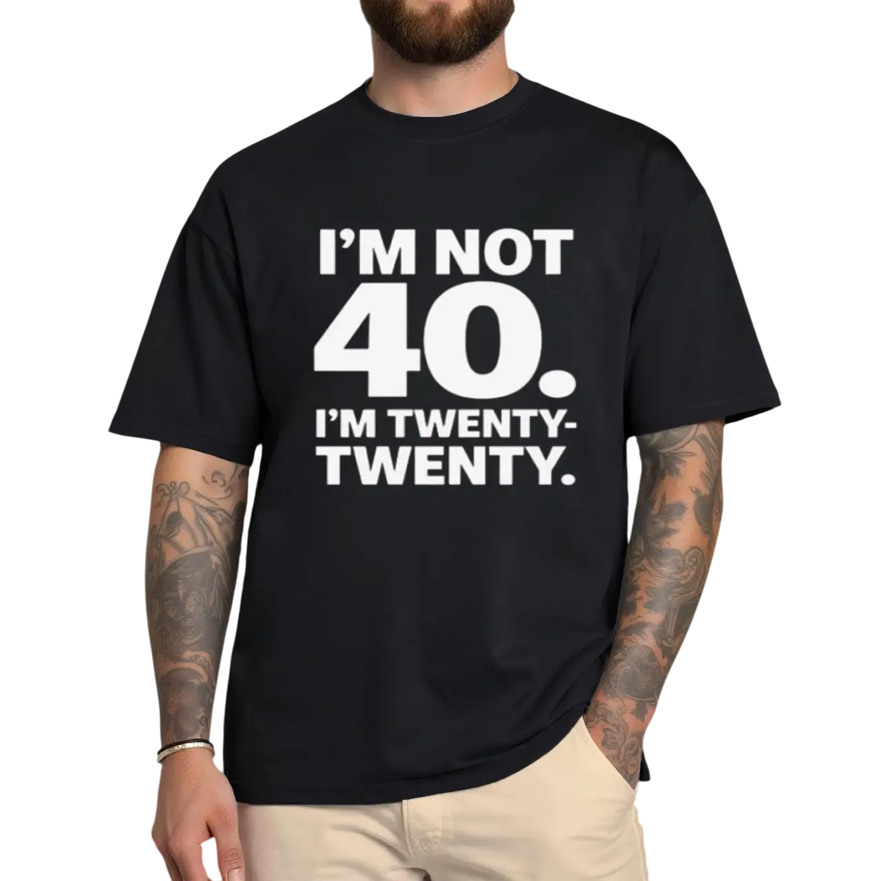 I'm Not 40 I'm Twenty Twenty T-Shirt, Funny 40th Birthday Gift, Turning 40 Humor Graphic Tee, Vintage Style 1986 Birthday Shirt, Sarcastic 40th Bday Gift