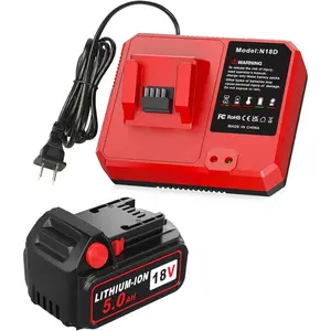 18V  5.0Ah with Charger, Replacement for Mliwaukee M18  Pack, Compatible with 48-59-1802, 48-11-1802 &  18V Cordless Power Tools