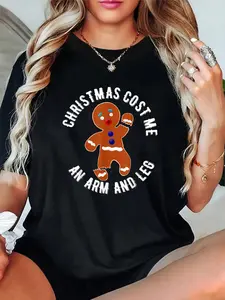 Funny Gingerbread 'Arm and a Leg' Christmas T-Shirt, Soft 100% Cotton Unisex Short Sleeve Holiday Graphic Top, Tops