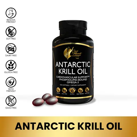 Cocó March N.M.D Antarctic Krill Oil Omega-3 Dietary Supplement, Essential Fatty Acids Wellness Supplement for Adults, DHA EPA - 100 Softgel Capsules