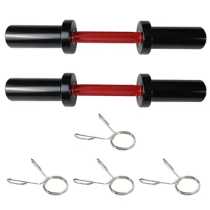16-inch Olympic Dumbbell Bars with Spring Collars, Heavy Duty Loadable Handles for 2" Plates, Home Gym Weightlifting Equipment