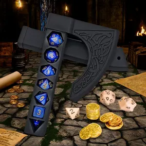 Axe Dice Storage Box with Random Color Dice Set, 22mm Standard Polyhedral Dice, Perfect for 14+ Players Dnd Game, Board Game Enthusiasts Gift