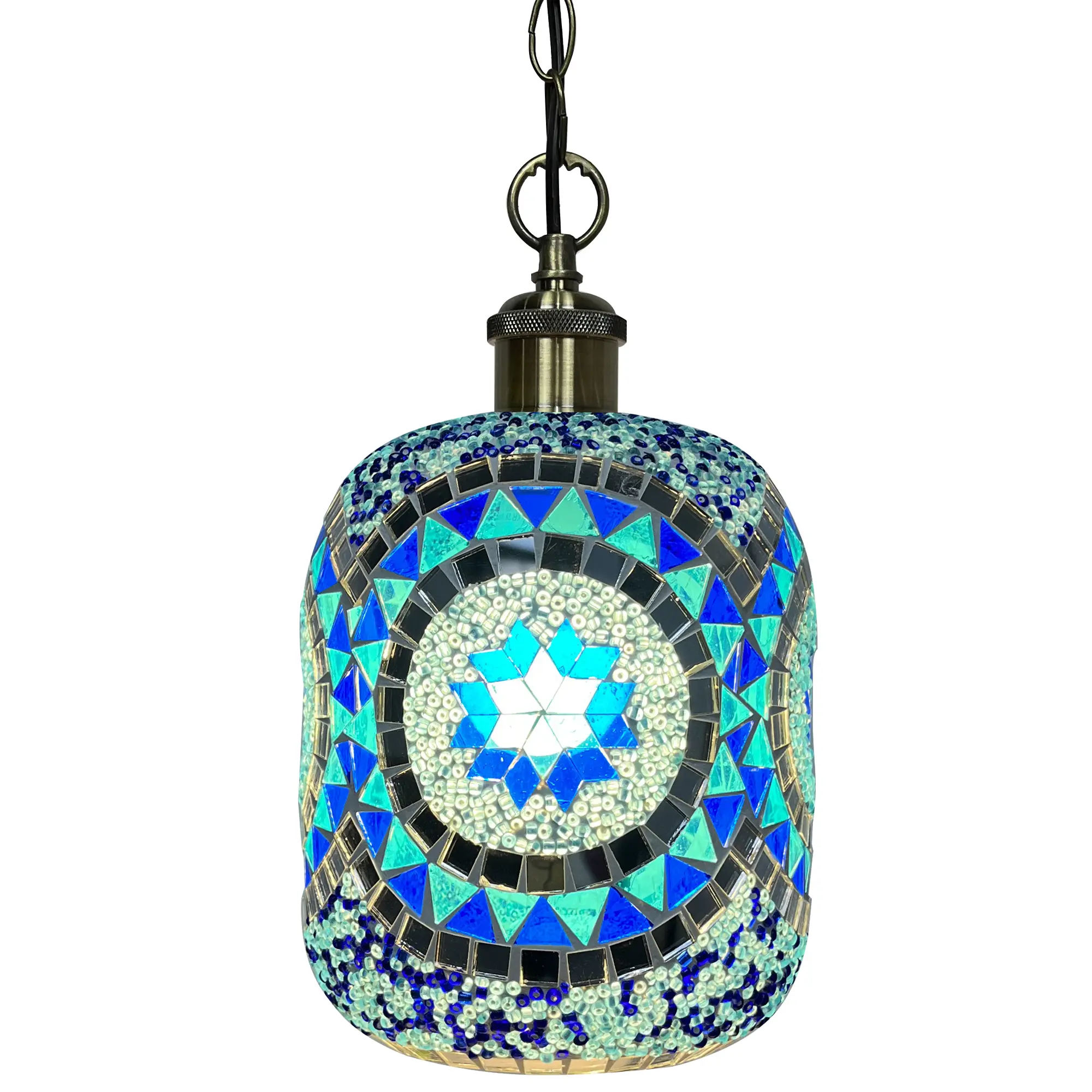 Aeyee Mosaic Decorative Pendant Light, Turkish Hanging Pendant Light Fixture, Colored Glass Indoor Ceiling Lamp for Kitchen Island, Bedroom, Decorative Pendant Lights, Hanging Pendant Lights