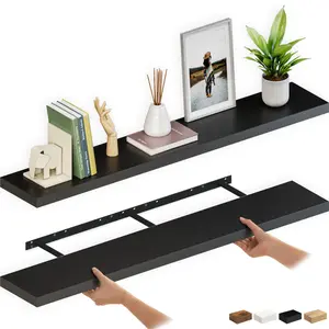 Ballucci 60" W x 8" D Floating Shelves - Set of 2 - Black