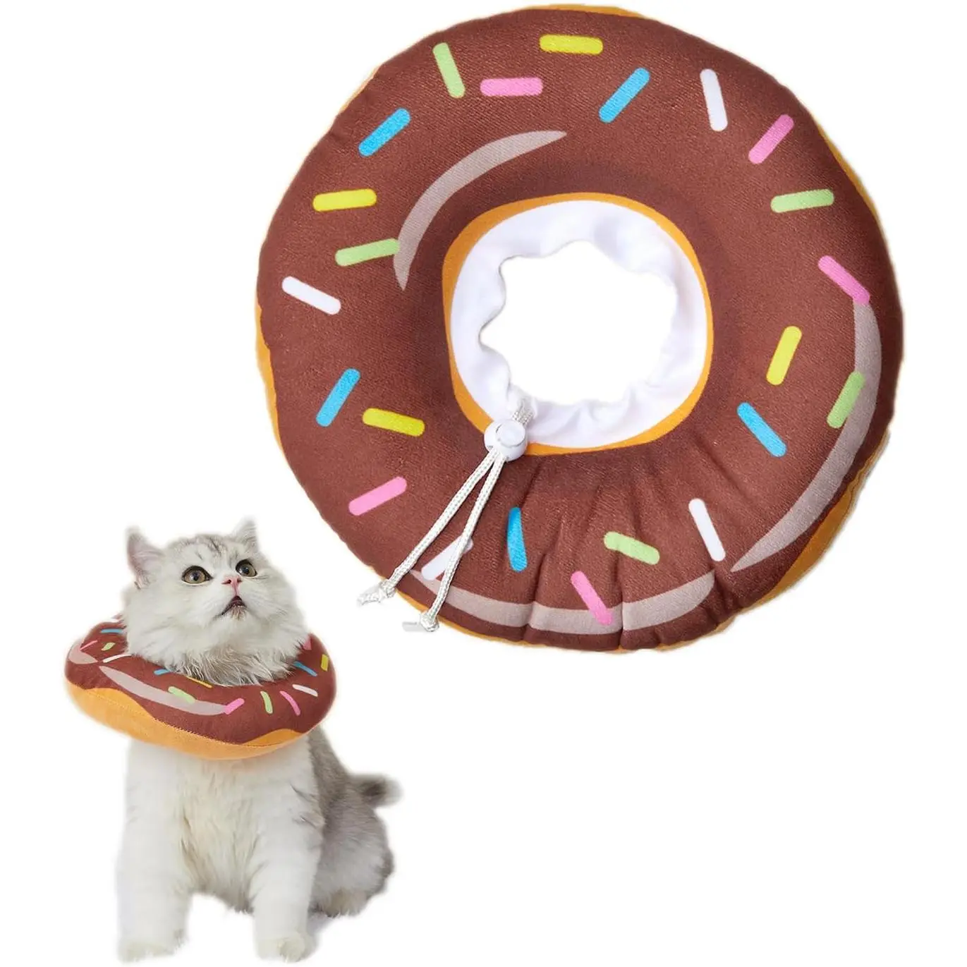 Adjustable cat protective collar, soft post-surgery recovery collar for cats, cat neck protection collar, Elizabeth collar for cats and kittens (donut-shaped size S (neck circumference: 5"-10")