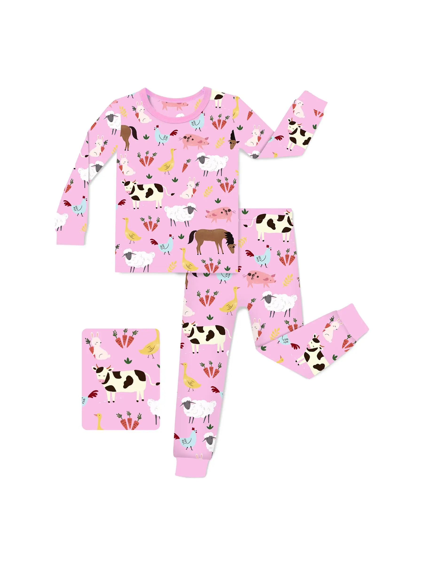 babee Reshinee Bamboo Toddler Girls Kids Pajamas, Temp-sensing Tagless Sensitive skin Nightwear, Snug-fit long sleeve Sleepwear 2pcs Pjs, 12M-8Y Gift