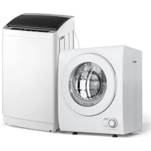 ROVSUN 17.8/25/30 LBS Full Automatic Washing Machine and 1.5/1.8/2.6 CuFt Portable Clothes Dryer Set, Compact Laundry Washer and Dryer Combo Set with Stainless Steel Inner Tub, for Apartment, Dorms, Home