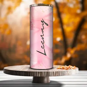 Custom Tumbler Pink and Gold Straw Drinkware Metal