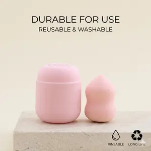 Makeup Sponge Storage Kit, ventilated reusable washable silicone holder for placing makeup puff at home and carrying while traveling