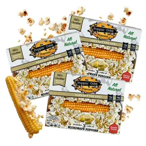 Poppin’ Cobs 3 Pack White Cheddar Microwave Popcorn - Healthy Crunchy Snack that Pops right off the cob! (3) Three Pack Crispy Snack - good source of Fiber and Protein