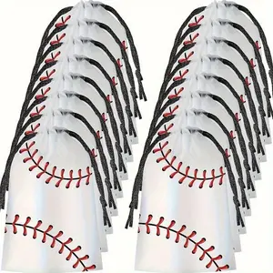 Baseball Themed Gift Bag, 20pcs/set Drawstring Baseball Party Bag, Cosmetics Storage Bag, Baseball Gift Bag, Party Favors for Boys' Birthday, Party Favor Packs
