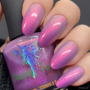 Maelstrom Solar Nail Polish by Drunk Fairy Polish | A Gray (no sun) to Maroon (sun) Solar with a Pink to Peach to Gold to Green Shimmer