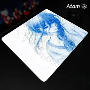 ATOM Mouse Pad  Anime Character Tempered Glass Mouse Pad, Laser Engraved Photovoltaic Glass, Super Slip Surface, Non-slip Honeycomb Base FPS Gaming Mouse Pad