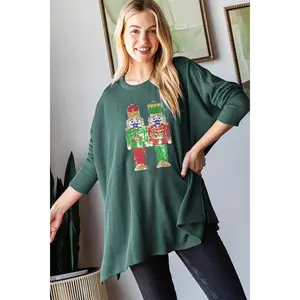 Heimish Sequin Nutcracker Long Sleeve Ribbed Top