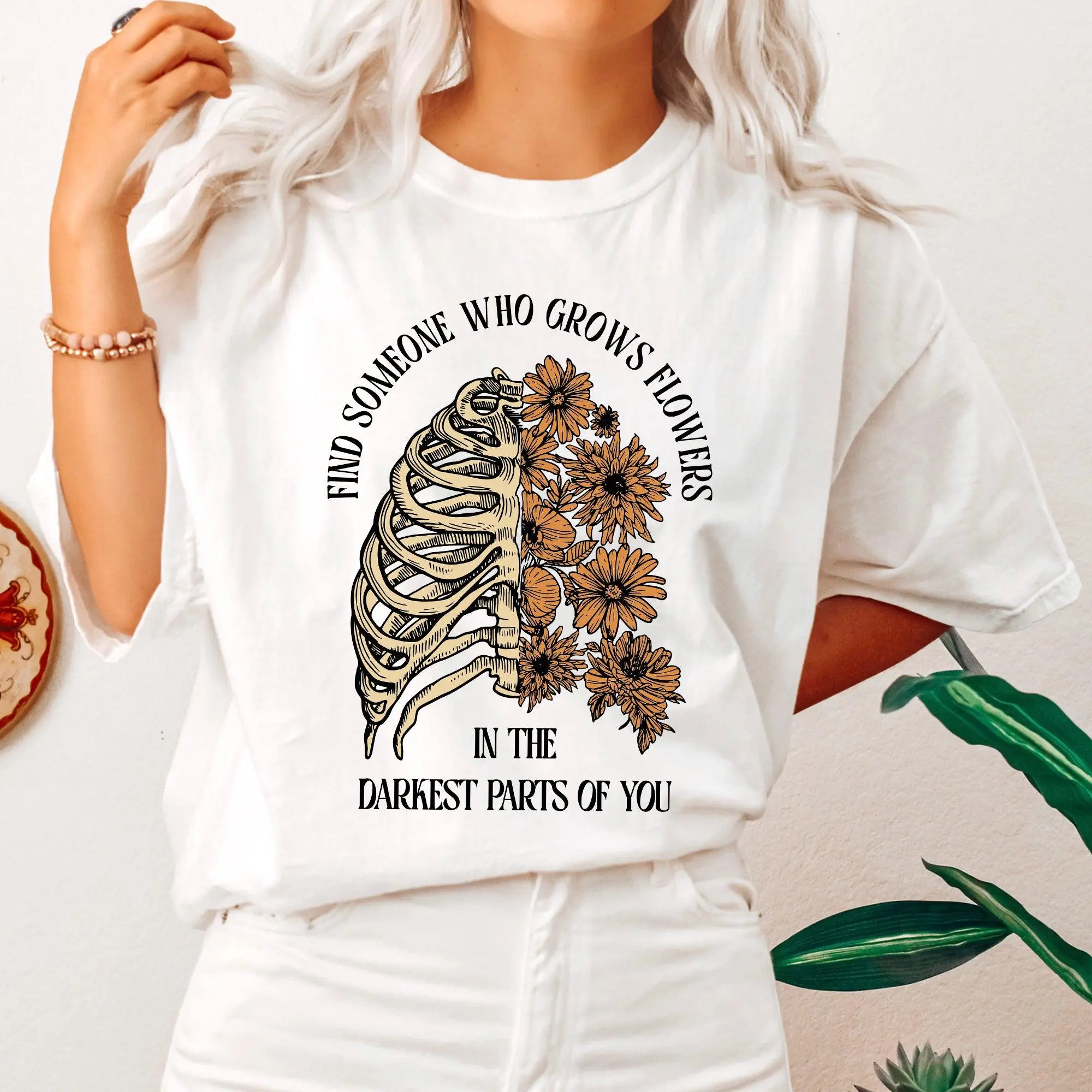 Women's Skeleton Cowgirl Graphic T-Shirt - Casual Vintage Streetwear Crew Neck Short Sleeve Top, Soft Ring-Spun Cotton Faded Dyed, Relaxed Fit, S to 2XL, Machine Washable Sports & Outdoor Top