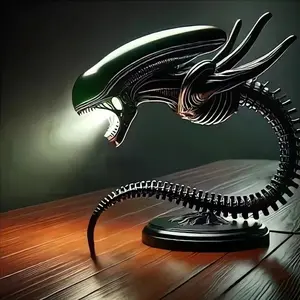 Alien Life Resin Figurine Decorative Lamp Stand, USB Powered Bedroom Home Decoration, No USB Interface Included