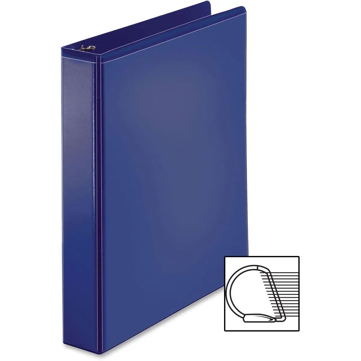 1" Ring Binder - Standard Size Navy Blue Office Stationery, Document Hold Sheet Holder with 1" Capacity, Back-Mounted Slanted Rings & Label Slot for Office & Computer Equipment