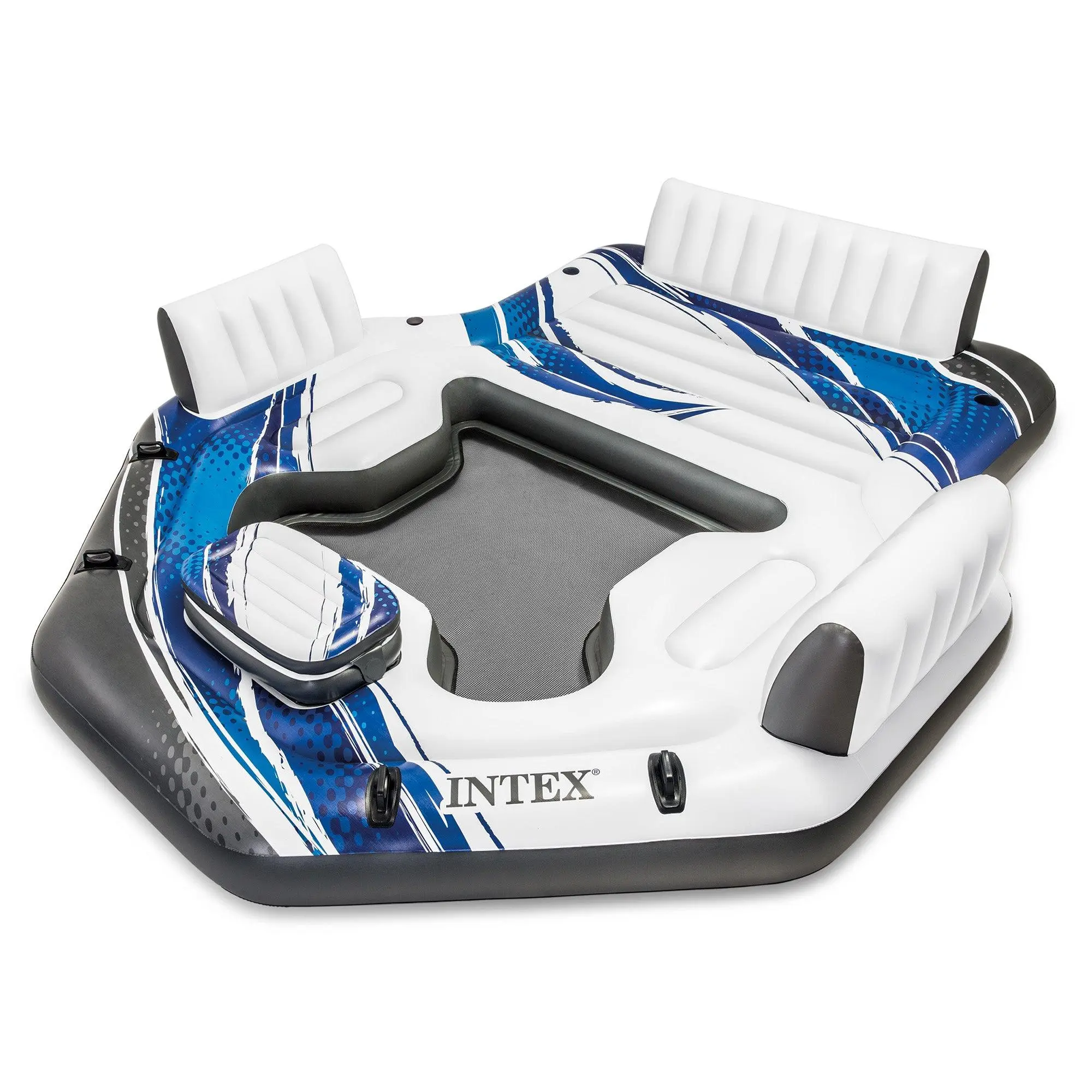 Intex Blue Tropic Inflatable Lake Island Water Float with Cooler and Cupholders Intex Blue Tropic Inflatable Lake Island Water Float with Cooler and Cupholders