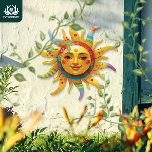 Sunflower Pattern Metal Wall Art, 2D Flat Sun Shaped Metal Sign, Outdoor Garden Wall Art Decor for Home Farmhouse Living Room Yard Flower Garden Backyard, Dopamine Decor, Ornaments