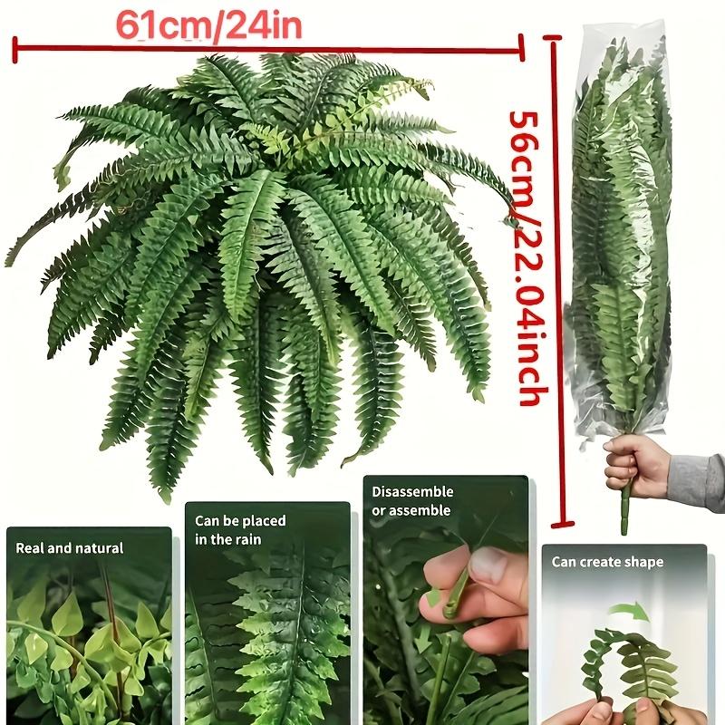 2pcs Large Artificial Boston Fern Plant - Realistic Lush Green Plastic Hanging Decor for Indoor/Outdoor Use, No Maintenance Home Garden Porch Decor, Perfect for Graduation Christmas Housewarming Gifts, Artificial Plants for Home, Artificial Faux Plants