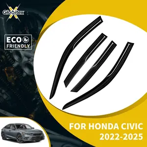 Tape-On Outside Window Visors Sun Rain Guards Vent for Honda Civic 4-Door Sedan 2022-2025, JDM Mugen Style Mount Wind Deflectors, 4PCS