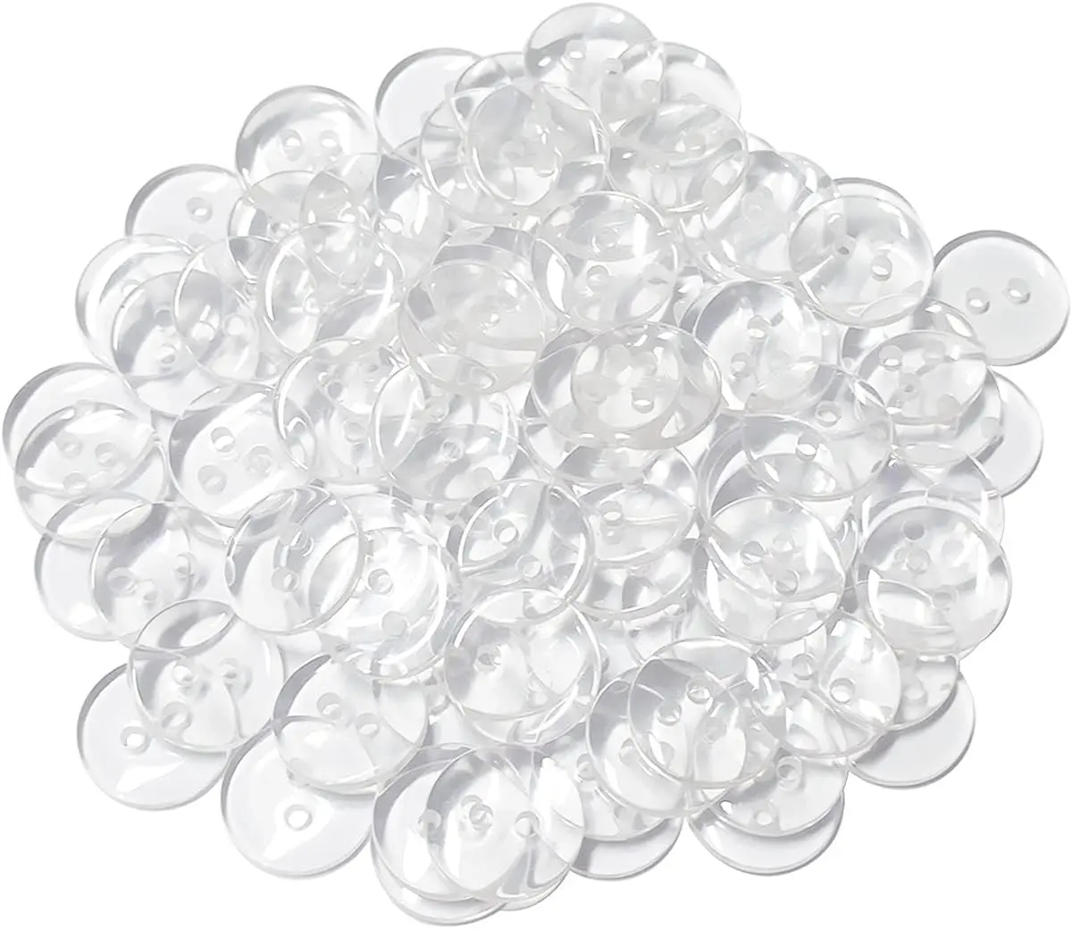100 count Buttons 2 Hole,  Clear Buttons for Sewing and DIY Craft (1/2 Inch)
