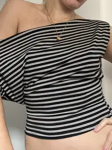 Women's Striped Print  Tee, Casual Y2k Top for Summer, Women's Clothing for Daily Wear