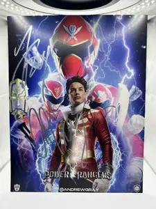 Andrew Gray Red Ranger Lightning Mega Force & Super Mega Force 8x10 Authentic Autograph Power Ranger Collectible