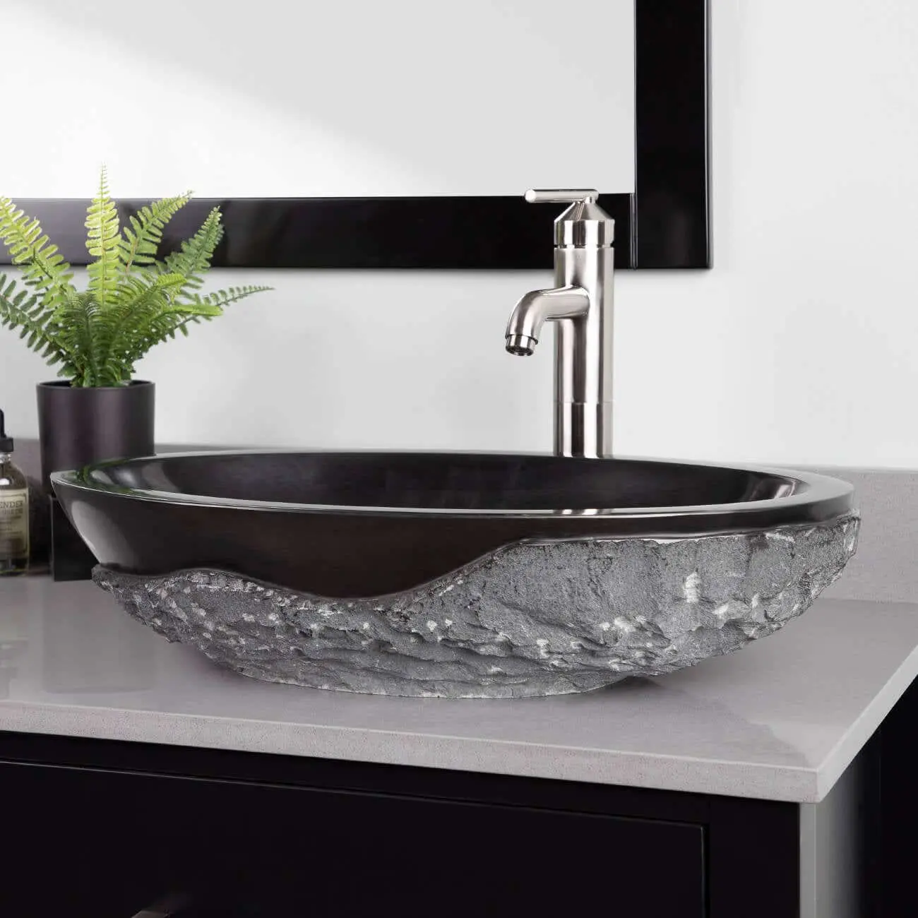 Taft Granite Vessel Bathroom Sink, Chiseled Edge Design, Unique Look Bathroom Fixture for Home Improvement