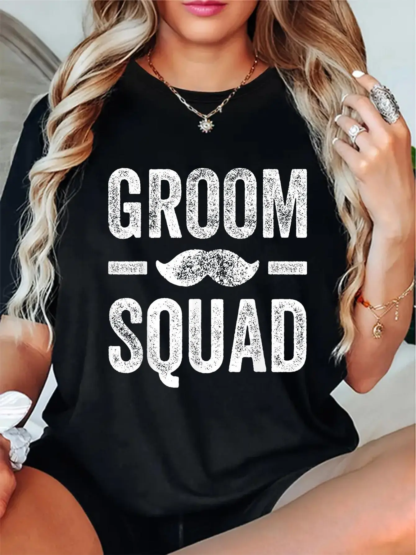 100% Cotton Unisex Mens Groom Squad T-Shirt - Bachelor Party Groomsmen T-Shirt Round Neck Short Sleeve T-Shirt Women's Men Graphic Tee