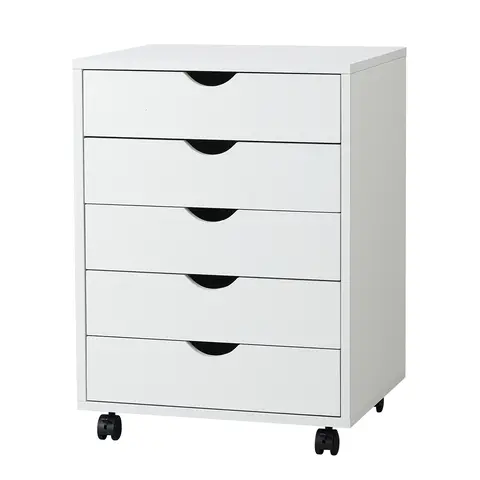 Sweetcrispy 5-Drawer MDF Board Mobile Dresser with Brakes - Cupboards Cabinets Dresser, Rolling Bedroom Furniture, Space Organizer, Storage Upgrade, Requires Assembly for Small Modern Living Spaces