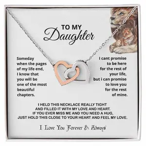 To My Daughter Necklace - Heart Design with Poem, Birthstone October, November, December, Gift for Daughter, Mom/Dad, Birthstone November, December