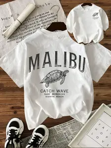 Women's Casual Loose-Fit Round Neck T-Shirt Top, Sea Turtle Letter Print Tshirt, Thin Fabric, Perfect for Daily Wear & Outdoor Activities