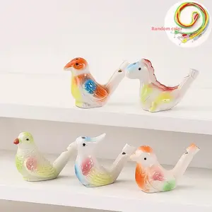 Ceramic Water Bird Whistle Toy with Realistic Bird Sound, Colorful Porcelain Bird Call Whistles, Cute Animal Ocarina with Water for Kids Adults, Stress Relief Desk Toy, Outdoor Camping Hiking Travel Toy, Birthday Easter Gift, Classroom Prize Party Favor