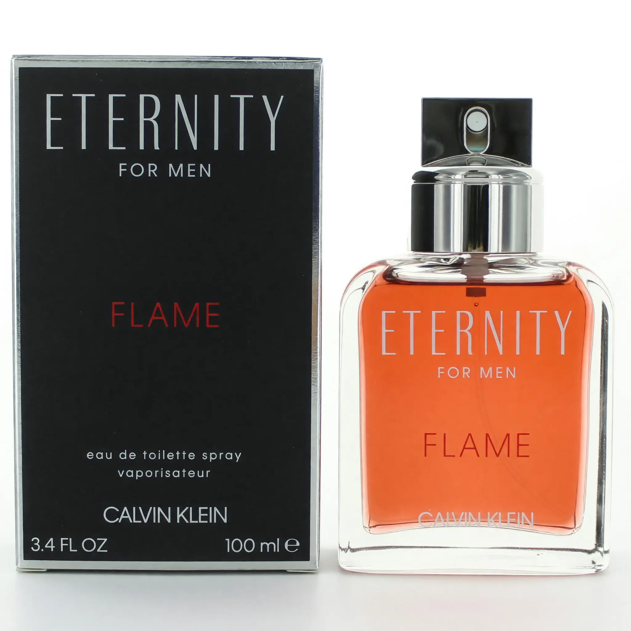 Eternity Flame by Calvin Klein, 3.4 oz EDT Spray for Men, Pineapple, Rosemary, Labdanum Base, Luxurious And Addictive, Oriental-Fougere, 3.4 Fl Oz, Amber
