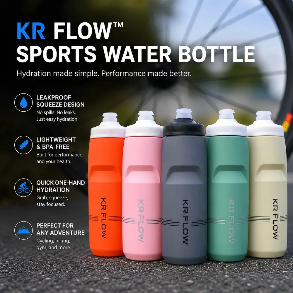 KR Flow™ ThinkRider Lightweight Sports Water Bottle - Portable Fit Cycling Gear, Sports & Outdoor Accessory
