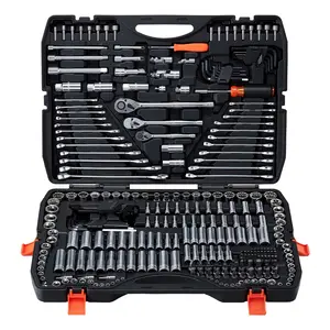 Mechanics Tool Set: 308-Piece Kit With 1/4, 3/8, and 1/2 Inch Drive, SAE and Metric Socket Set, Wrenches, Screwdriver Bits, Accessories, and Storage Case For Automotive Repair, Tools Included