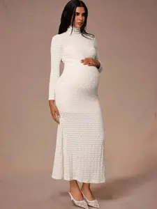 BELLAdresses Maternity Apricot  Dress Elegant Solid Color Textured Long Dress, Fuzzy Cami, Suitable For Pregnant Women In Autumn Autumn And Winter