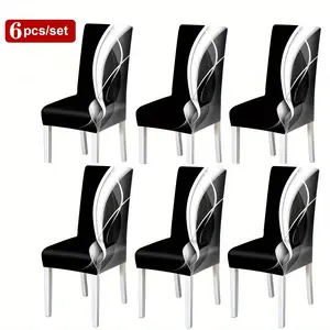 Chair Covers, Removable and Washable, Available in Sets of 2, 4, or 6, Suitable for Dining Rooms, Kitchens, Banquet Halls, Bedrooms, Offices, Living Rooms, Dorms, and Home Decor, The Classic Black And White Color Scheme Embodies Elegance And Minimalism