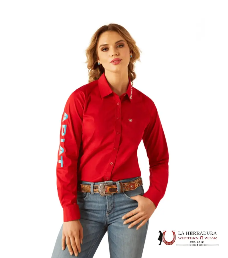 ARIAT SHIRT TEAM KIRBY LONG SLEEVE EQUESTRIAN RED 10058797