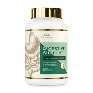 Dr. CROWN Digestive Enzymes for Men & Women – 15 Enzyme Blend + DGL & Slippery Elm | Bloating & Gas Relief | Food Intolerance Support | 120 Capsules