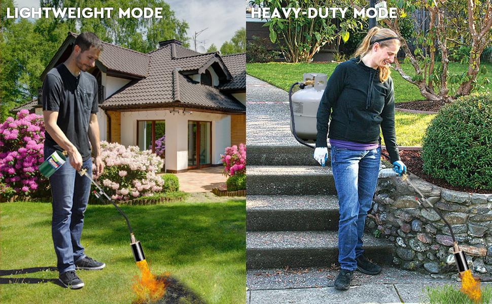 Propane Torch Weed Burner Kit with Storage Bag and 10FT Hose Heavy Duty Blow Torch Flamethrower with Self Igniter and Turbo Trigger for Weeding,Roofing,Ice Melting,Road Marking(Fuel Not Included)