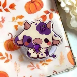 Kawaii Calfs Acrylic Phone Grip, Baby Cow MagSafe Holder, Fruits Cow Griptok, Girly Gift