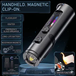 Pocket-sized rechargeable EDC multi-functional flashlight: 500 lumens mini keychain flashlight with window breaker and three-color side lights, perfect for camping and everyday carry.