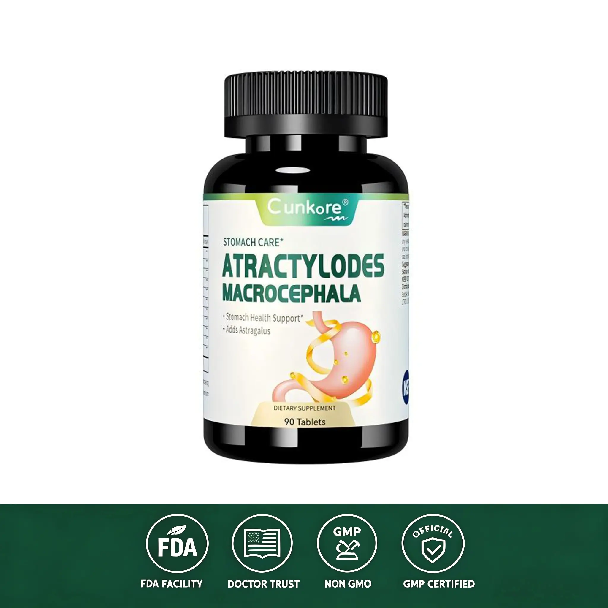 Cunkore Advanced Stomach Care Tablets Contain Astragalus Extract, Yam Extract, Ginseng Powder, And Lion'S Mane Mushroom Extract, Supporting Gastrointestinal Health for Both Men And Women, with 90 Capsules Natural Gut Booster Healthcare