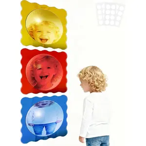 3 PCS Sensory Wall Mirror, 10″ x 10″ Acrylic Bubble Mirror with Adhesive Dots, Visual Tactile Stimulation Item for Play Room, Calming Corner, Sensory & Science Room, Children's Day & Birthday Gift
